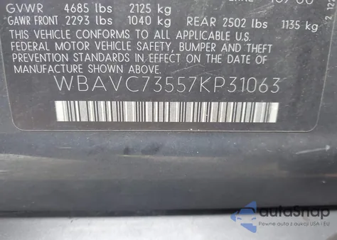 2007 BMW 328Xi from USA, damaged, VIN WBAVC73557KP31063